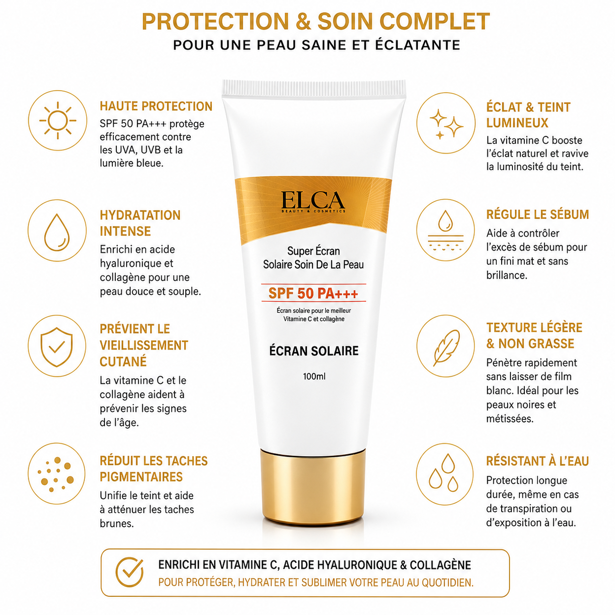 ELCA Super Écran Solaire SPF 50 PA+++ – 100 ml