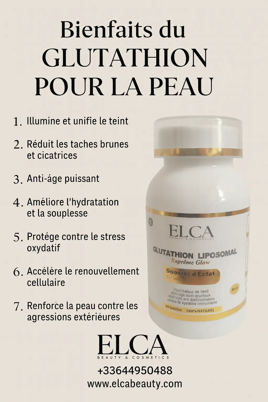 GLUTATHION- SUPREME GLOW - 60 Gélules de qualité premium pour une efficacité ultime.