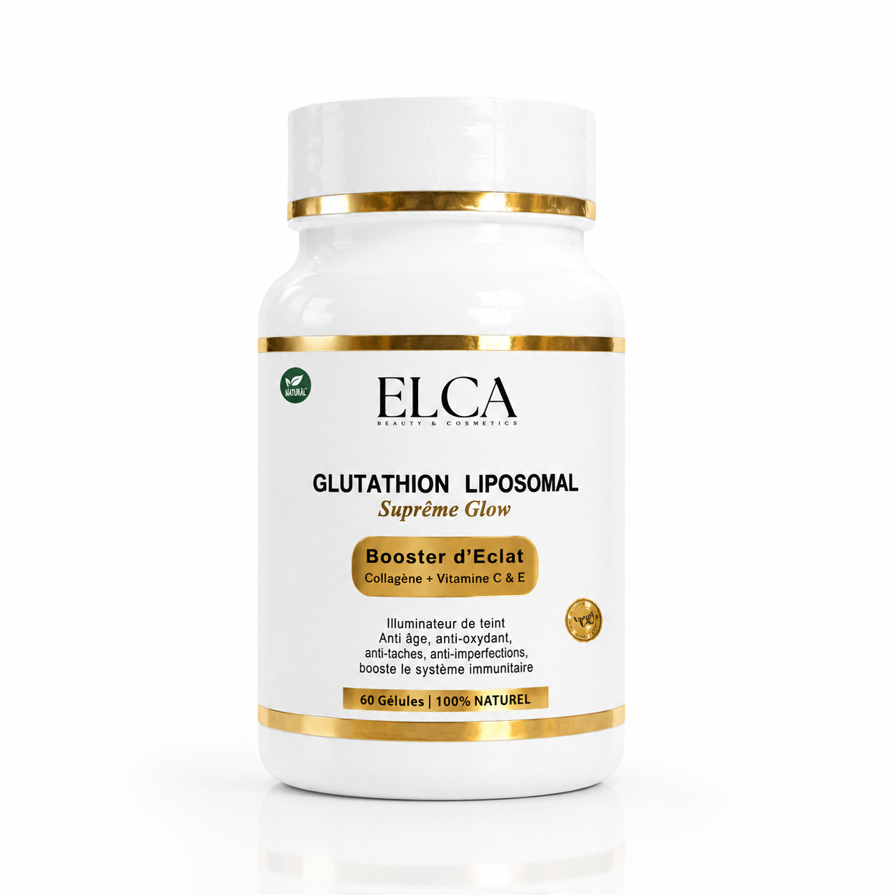 GLUTATHION- SUPREME GLOW - 60 Gélules de qualité premium pour une efficacité ultime.